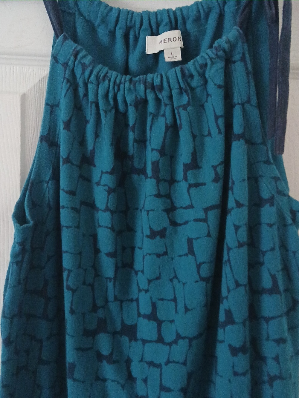 Merona Teal and Navy Patterned Tank Top